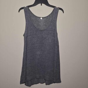 Margaret O'Leary 100% Linen Washed Denim Blue Shabby Chic Chunky Knit Tank Top M